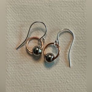 ARTISAN Stainless Steel Bead on Copper Ring Sterling Silver Minimalist Earrings